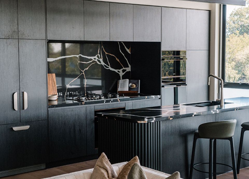 La Storia close up of the induction cooktop and rangehood