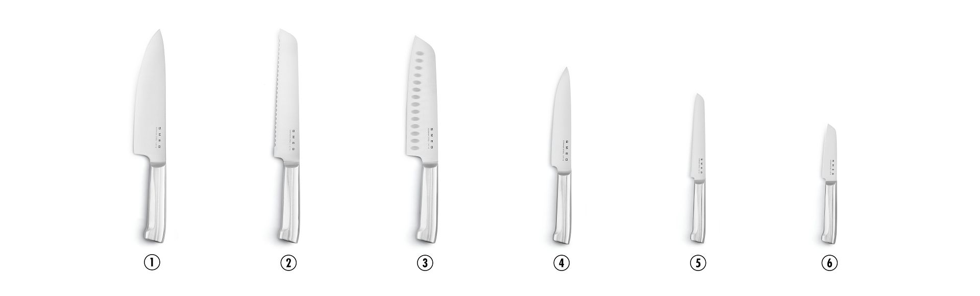 Block of 6 SMEG knives