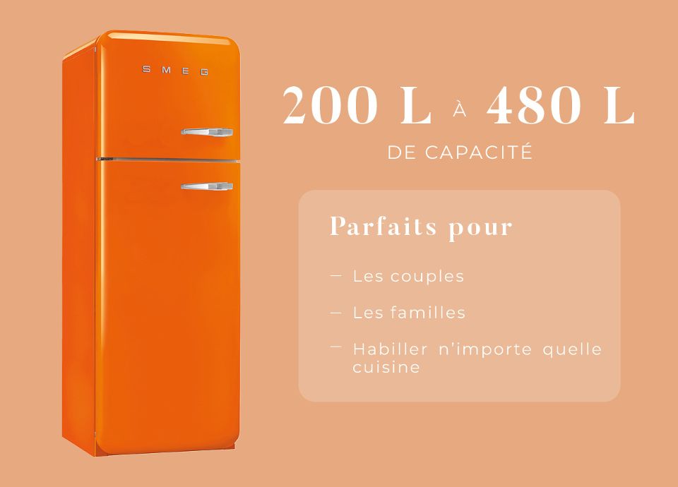 La capacit&eacute; des r&eacute;frig&eacute;rateurs combin&eacute;s SMEG