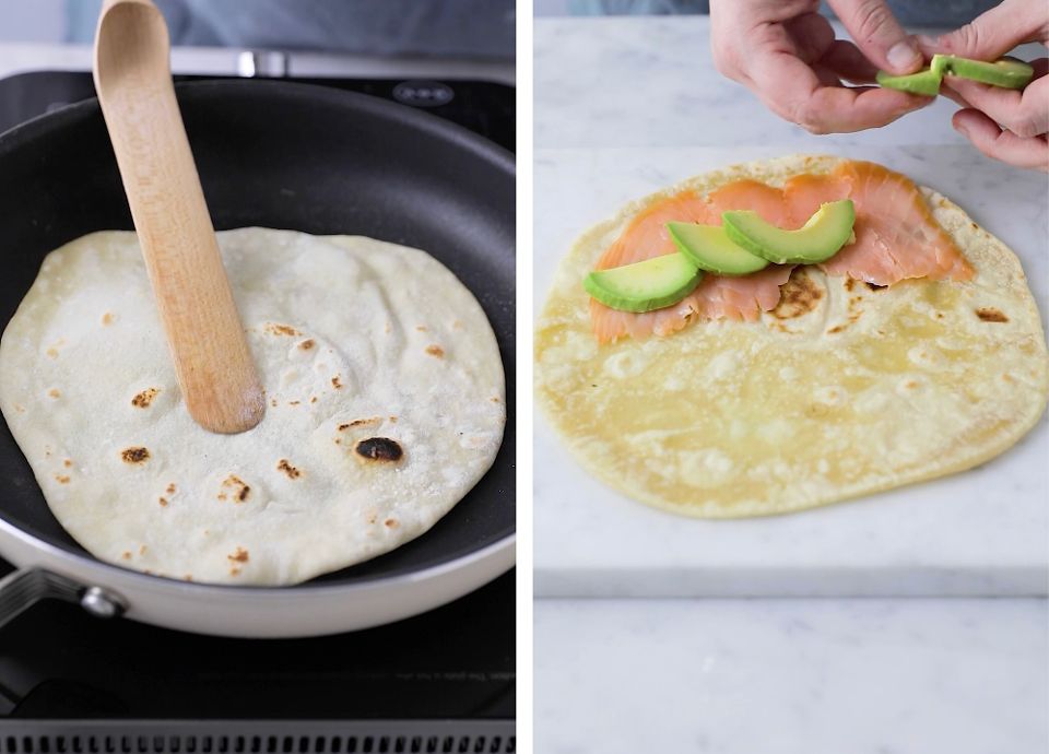 Wraps façon Piadine aux crudités et au saumon