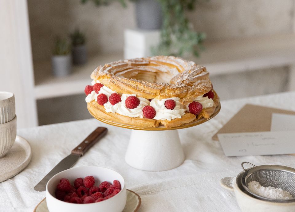 Recette Paris-Brest à la crème e Mascarpone et aux framboises