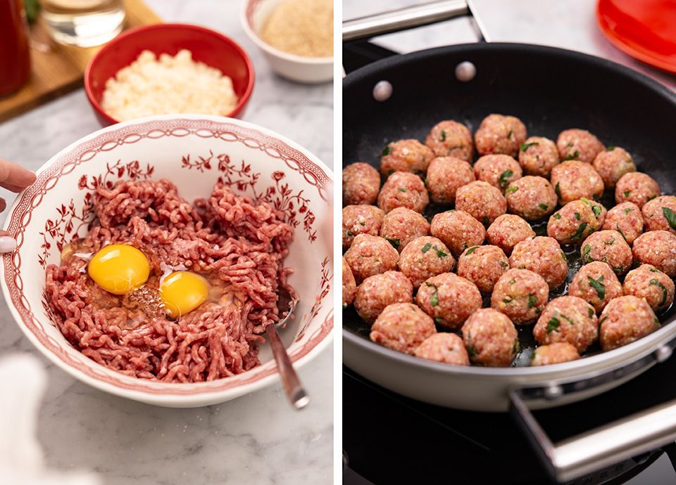 Fettuccine con polpettine al sugo