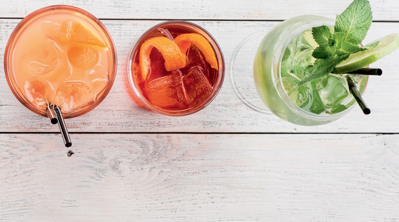 Orange and green cocktails