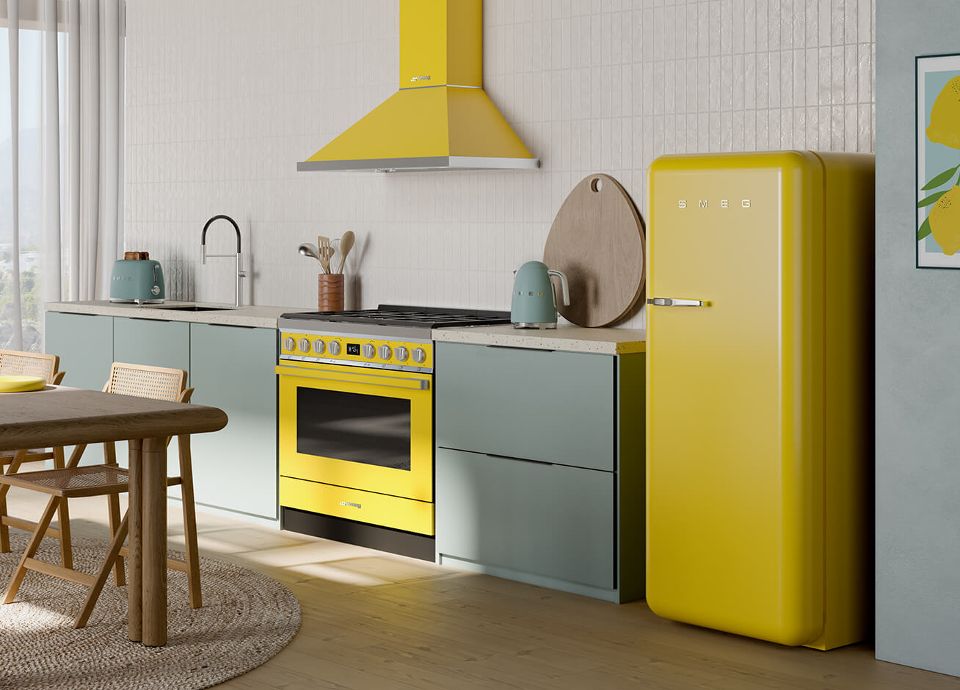 Cucina con elettrodomestici Smeg