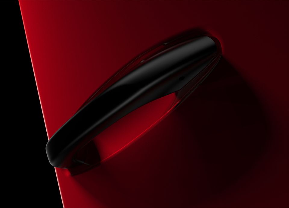 Black matte handle inspired to that of a Porsche 911