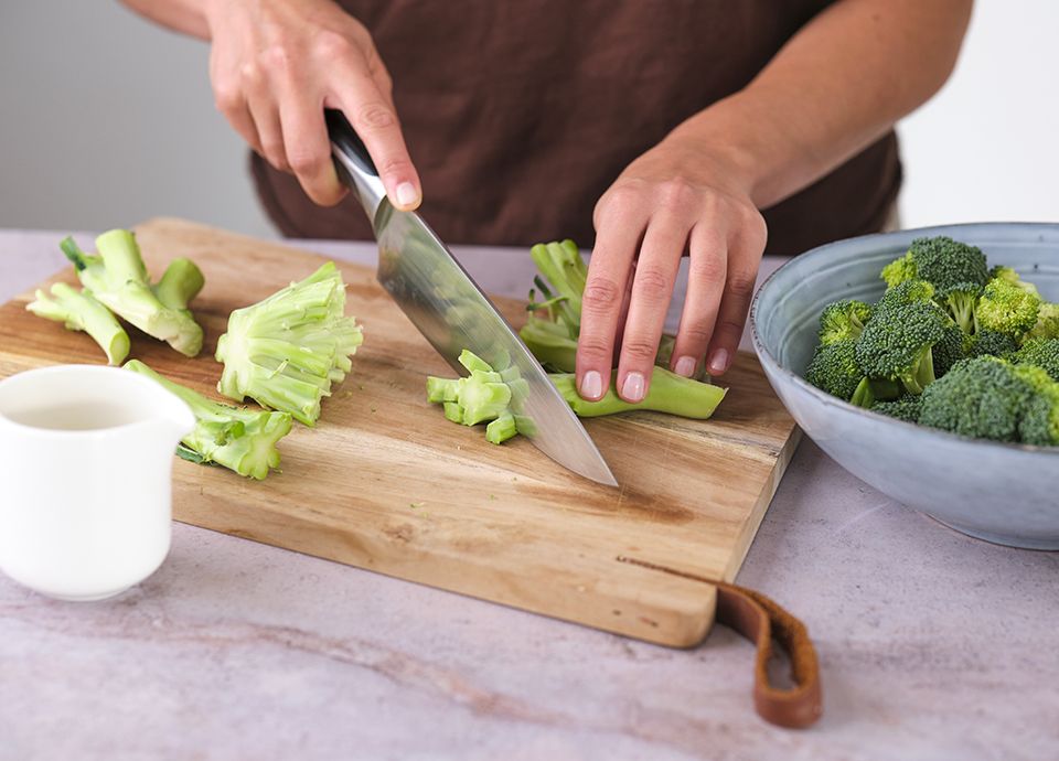 Roasted octopus on broccoli cream