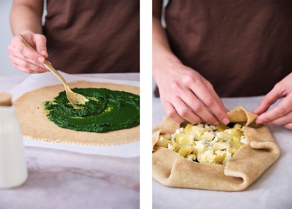 Artichoke and spinach gallette