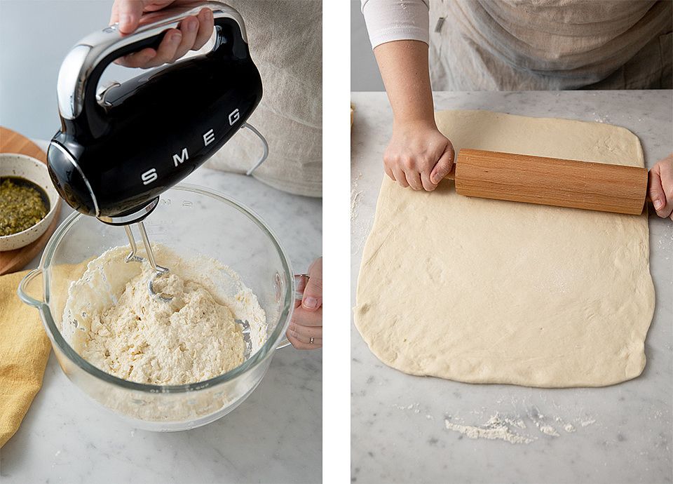 Pesto and walnuts braids