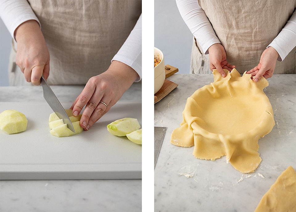 Almonds and amaretti biscuits apple pie