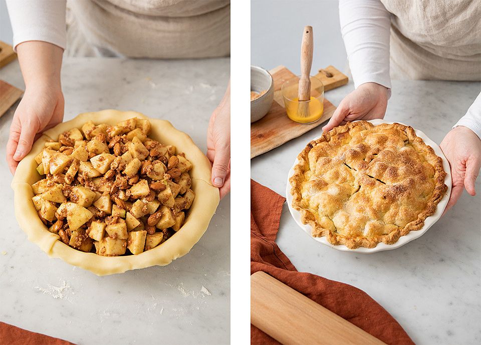 Almonds and amaretti biscuits apple pie