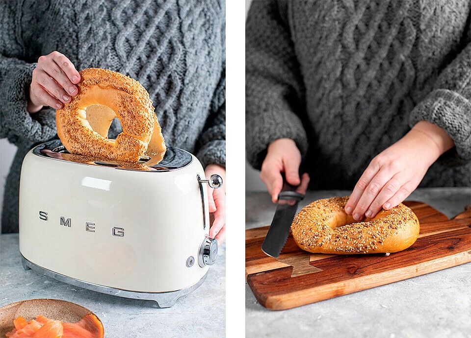 Christmas salmon bagels